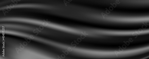 Black Silk Fabric Abstract Background, Vector Illustration