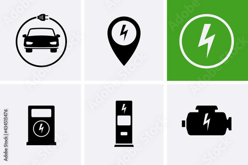 Petrol and electric station Icons set.