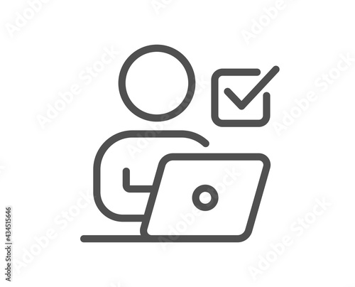 Online Voting line icon. Internet vote sign. Web election symbol. Quality design element. Linear style online Voting icon. Editable stroke. Vector