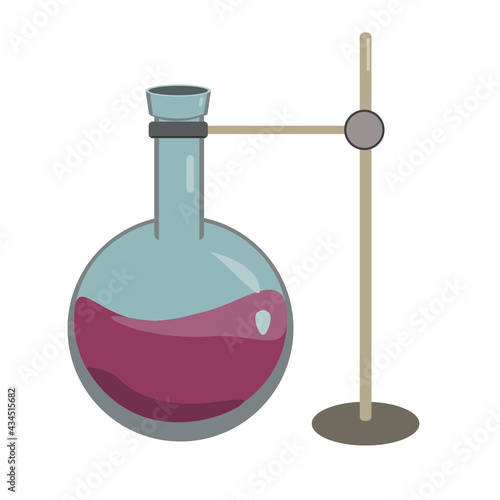 Test tube vector icon. Lab equipments. Laboratory experiment. glass chemical flask with violet toxic liquid. Laboratory Flask. element of chemistry. chemical liquid. test tube with holder