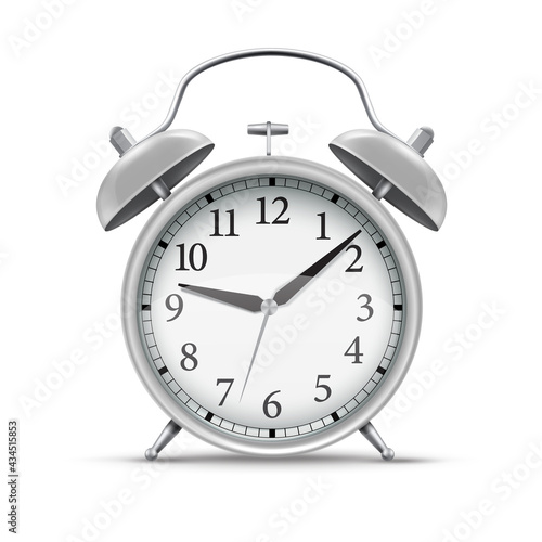 3D realistic silver home alarm clock for concept design.