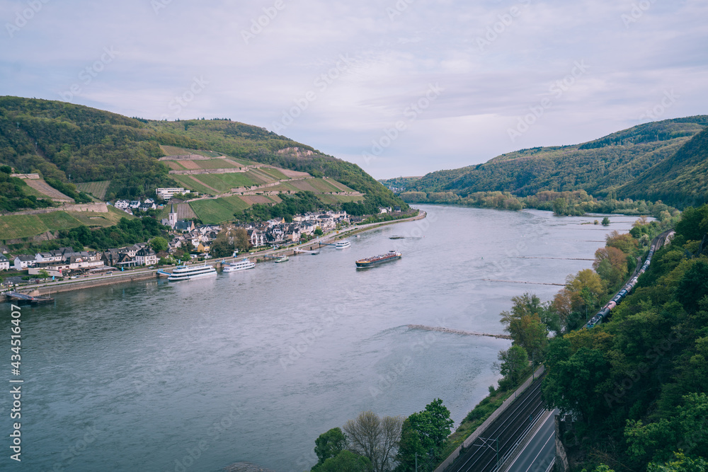 The town of Assmannshausen in the Rhine Valley, part of the Time Heritage