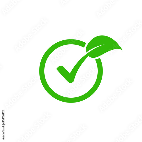 Check leaf logo vegetarian quality ecology vegan green eco element organic symbol