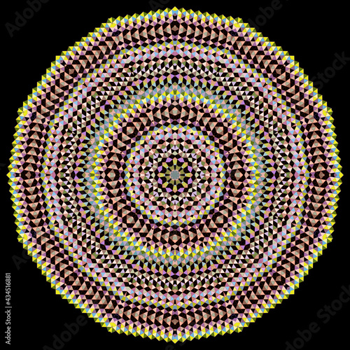 Round geometric mosaic pattern - rangoli design  Vector print.