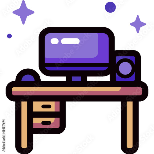 Desk Icon - Style : Lineal Color