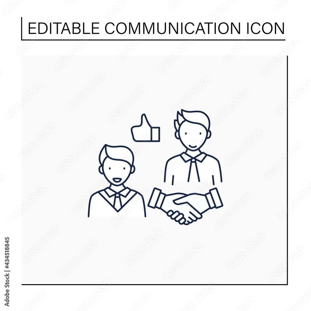 Respectfulness line icon. Respect between communicators.Strong personality.Perfect interlocutor. Effective communication concept. Isolated vector illustration.Editable stroke
