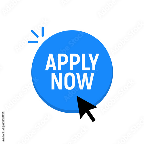 Apply now job submit button icon. Vector apply now click cursor