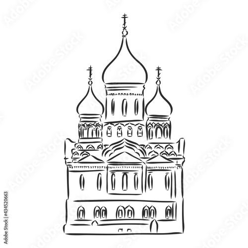 Church of the Intercession on the Nerl. Old Russian Orthodox church Vector drawing
