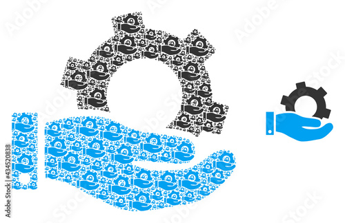 Service icon fractal is created of random fractal service parts. Fractal vector composition of service icons.