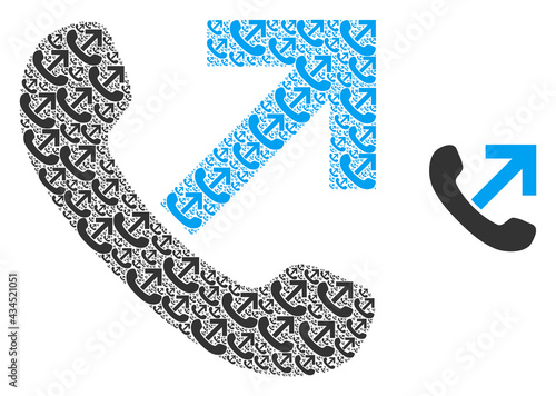 Outgoing call icon composition is designed from scattered fractal outgoing call pictograms. Fractal vector composition from outgoing call icons.