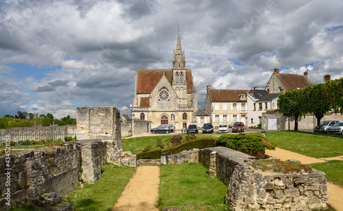 The 12th-century parish Church of Saint Denis in the old town of Crepy en Valois, Oise department, France.