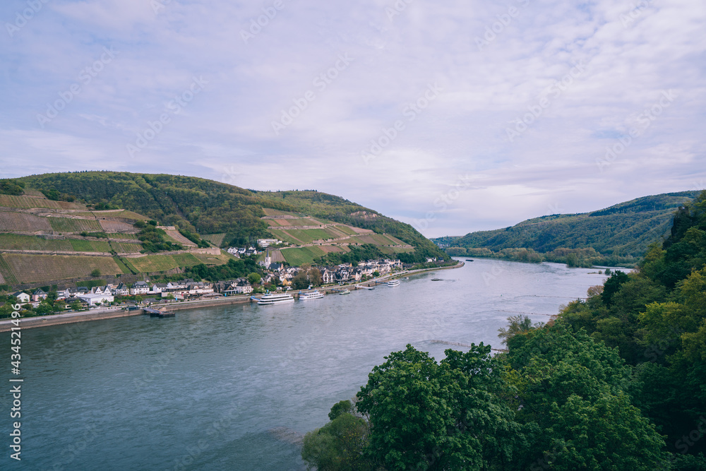 Aerial photography of the romantic Rhine Valley, cultural heritage