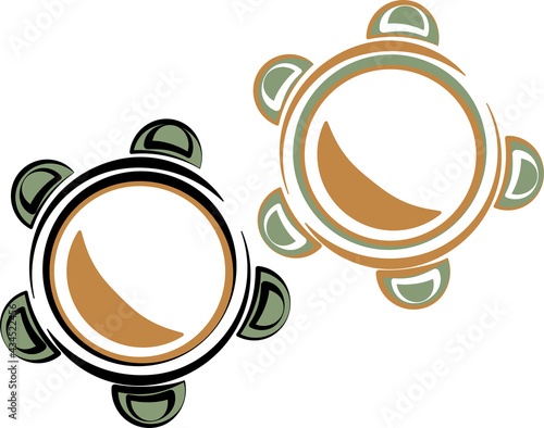 Brazil pandeiro vector logo. traditional samba and capoeira instrument, instruments. Web, t-shirt design