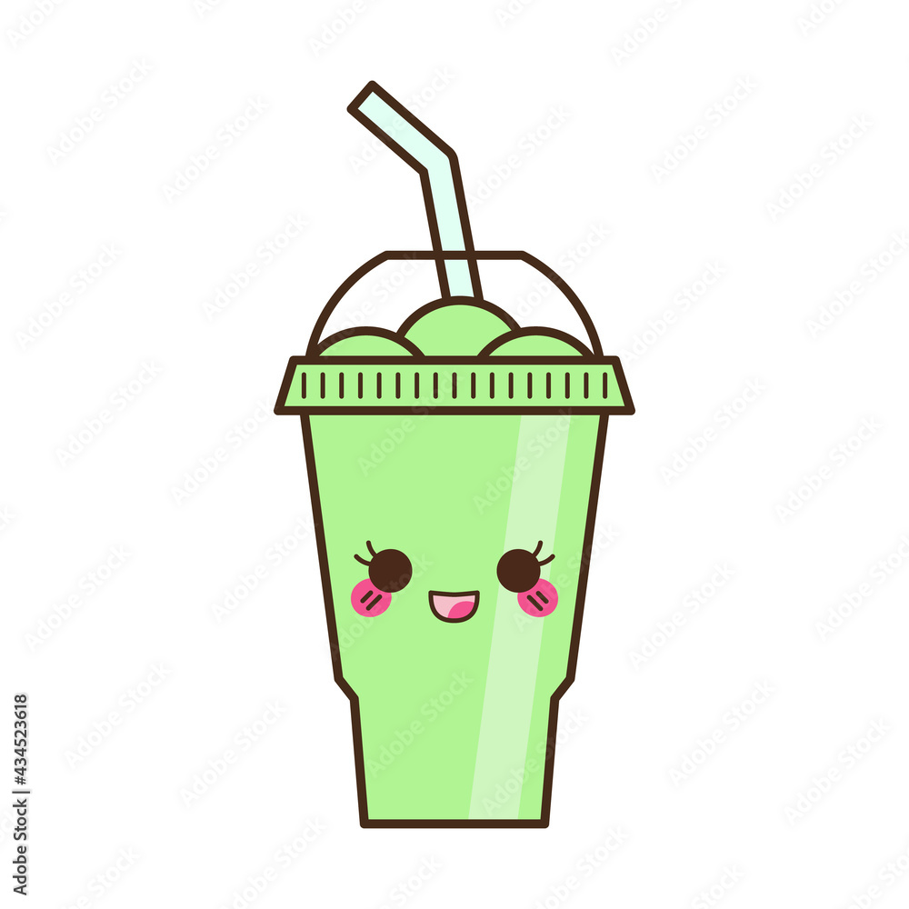 Vector slush drink isolated icon. Cartoon ice cup (Frozen Drink). Emoji