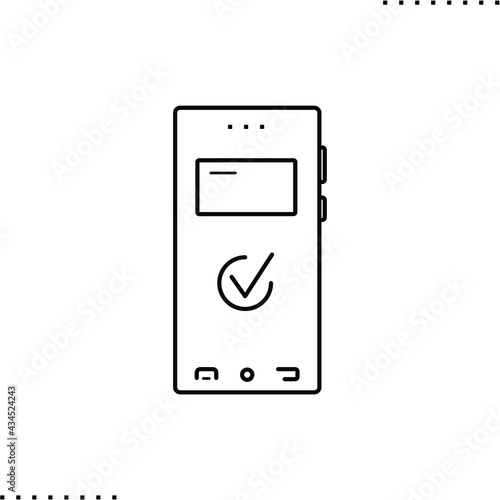 Mobile NFC ticket vector icon in outlines