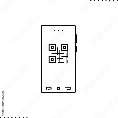 Mobile ticket vector icon in outlines photo