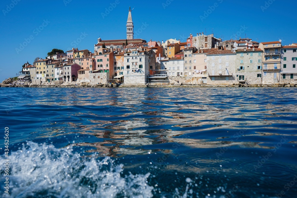 view of the old town from the sea, Rovinj, Croatia
