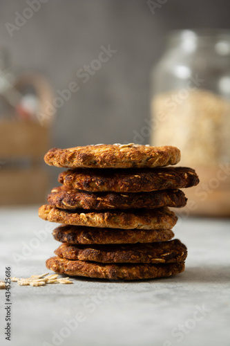 Homemade oat and banana biscuits. Low carb and sugar free snack.