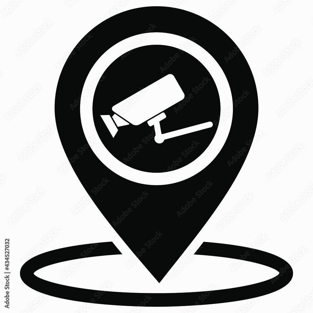 GPS video surveillance. Location surveillance camera. Video surveillance  icon on the map. Vector icon. Stock Vector | Adobe Stock
