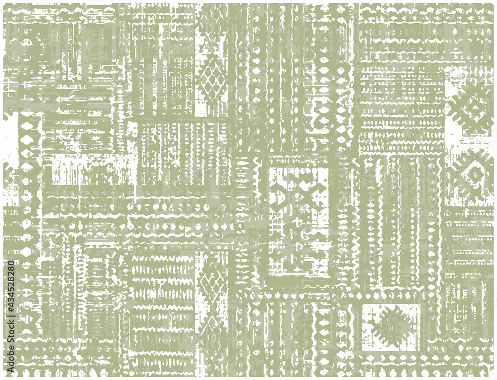 Obraz premium Artistic ikat pattern design border. Geometric folk ornament. Ink on clothes. Tribal vector texture. Seamless collage in Aztec style. Ethnic embroidery. Scandinavian, Gypsy, Mexican, African rug.