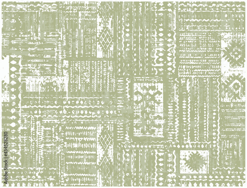 Artistic ikat pattern design   border. Geometric folk ornament. Ink on clothes. Tribal vector texture. Seamless collage  in Aztec style. Ethnic embroidery.  Scandinavian, Gypsy, Mexican, African rug.