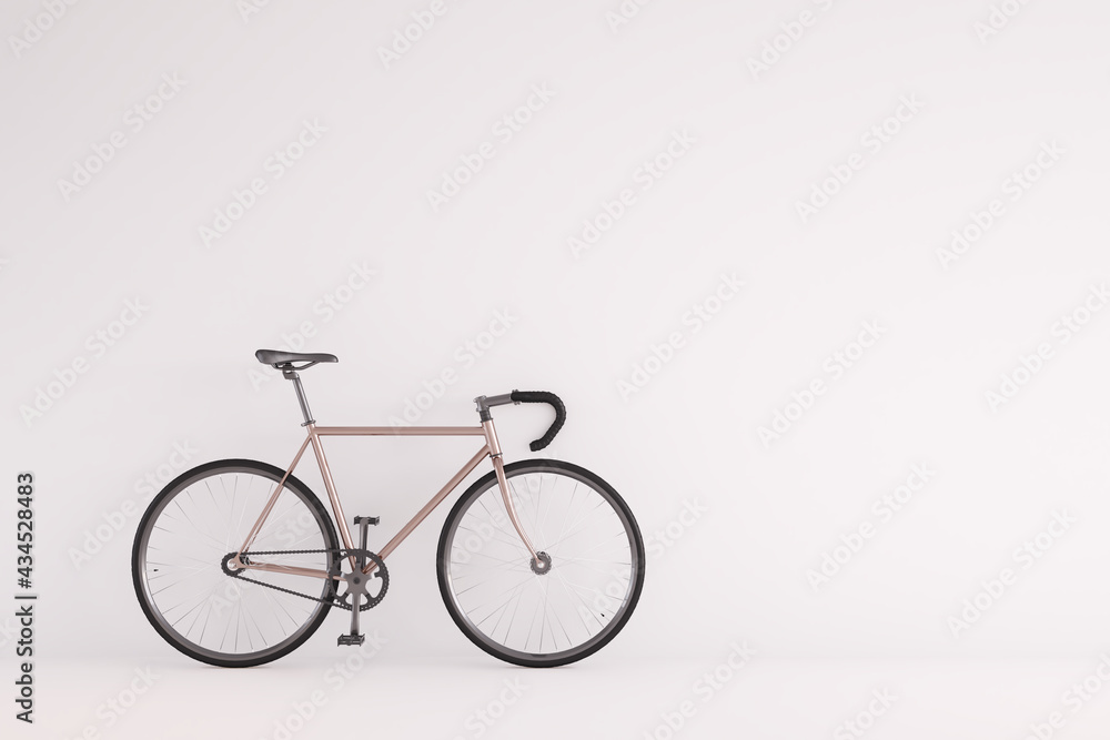 Road bicycle champagne color concept on white color background copy space. 3d illustration
