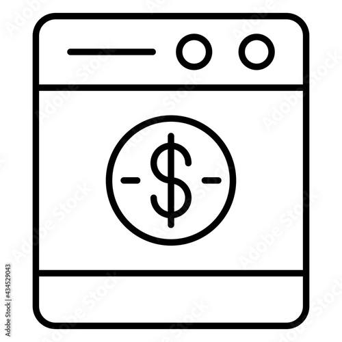 Dollar on web page showing concept of banking website