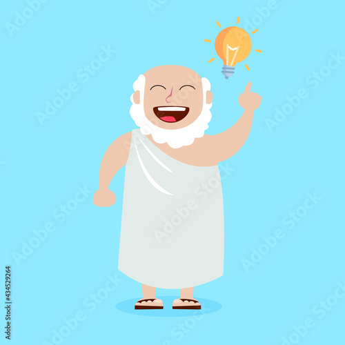 Classic Greek philosopher in cartoon style. Vector illustration. 