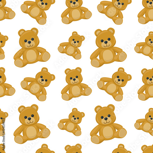 Teddy Icon Emoji Pattern. Bear Seamless Background Symbols. Doodle Emoticon Illustration Design Vector.