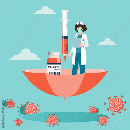 Concept medical and vaccination for protects people from coronavirus and immunize.