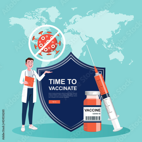 Concept medical and vaccination for protects people from coronavirus and immunize.