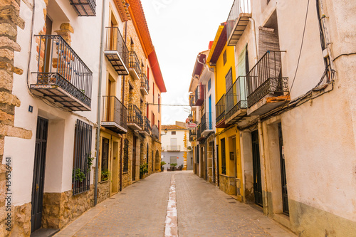 Vilanova d'Alcolea, Castellon province, Valencian Community, Spain. Beautiful historic city center. Typical spanish street. © Julien