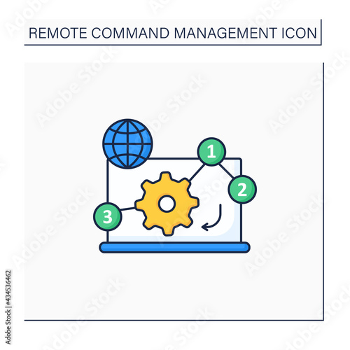 Manage priorities color icon. Online working. Priority execution works. Important tasks. Task distribution. Remote management concept.Isolated vector illustration