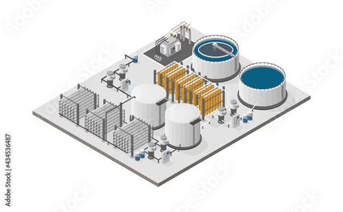 water purification plants, reverse osmosis plants in isometric graphic photo