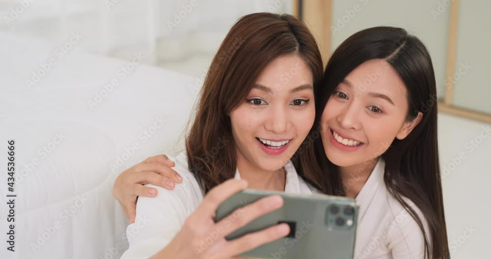 Asian woman selfie at home. She selfie while doing spa. Asian woman selfie at home. She selfie while doing spa.