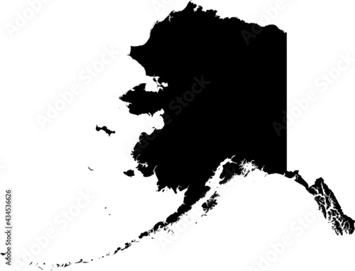 Simple black vector map of the Federal State of Alaska, USA