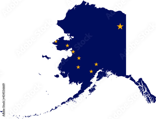 Simple flat flag map of the Federal State of Alaska, USA