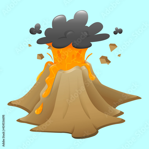 Cartoon of an erupting volcano
