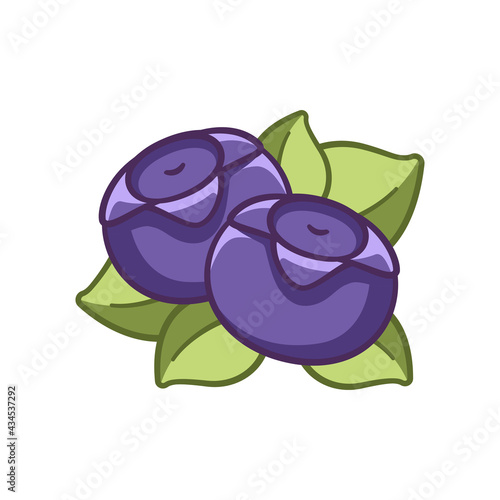 Blueberries with leaves vector clip art cartoon illustration