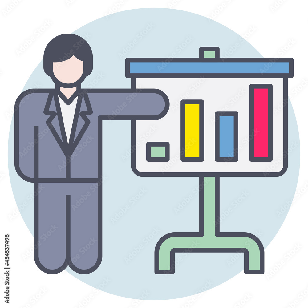 Filled outline icon for analytics presentation.