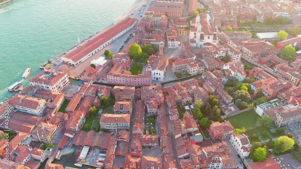 Venice: Aerial view of historic part of city at sunset - landscape panorama of Italy from above, Europe - HDR Venice: Aerial view of historic part of city at sunset - landscape panorama of Italy from above, Europe - HDR