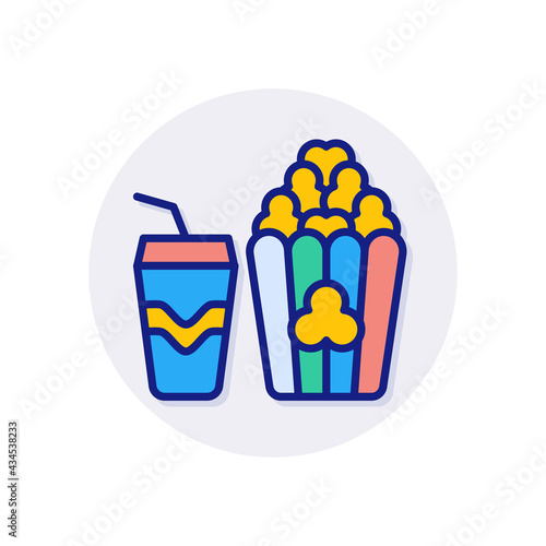 Popcorn And Soda icon in vector. Logotype