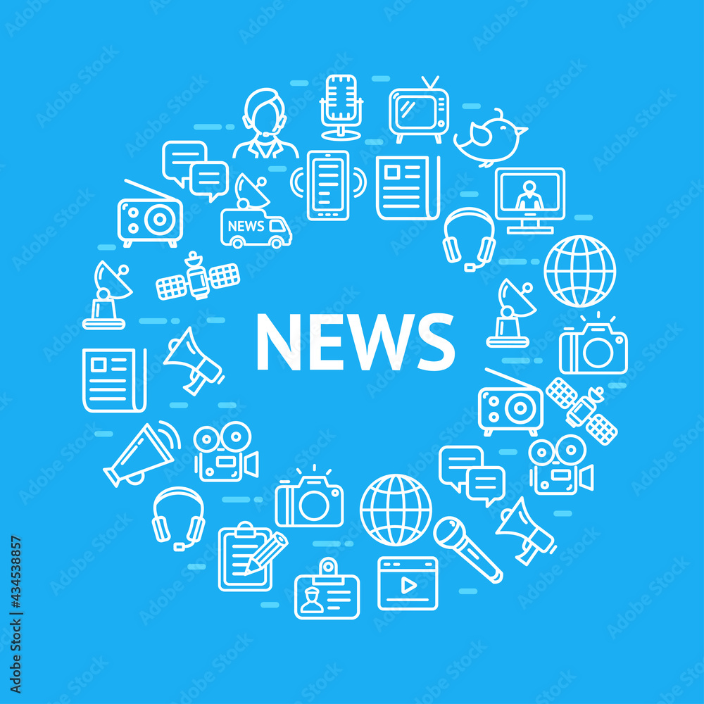 News Sign Round Design Template Contour Lines Icon Concept. Vector News Sign Round Design Template Contour Lines Icon Concept. Vector