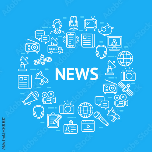 News Sign Round Design Template Contour Lines Icon Concept. Vector