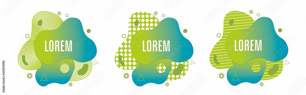 Set of Abstract Modern Graphic Elements. Set of Liquid Gradient Shapes and Banners. Vector illustration. EPS10.