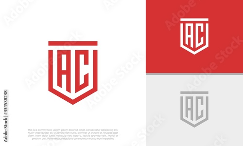 Initials AC logo design. Initial Letter Logo. Shield logo.	
