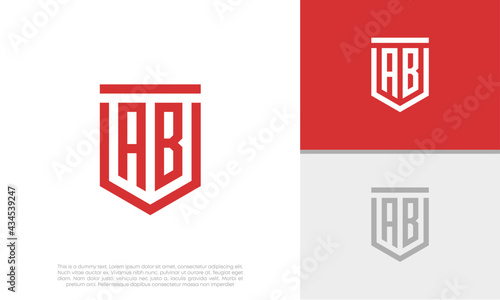 Initials AB logo design. Initial Letter Logo. Shield logo.	
