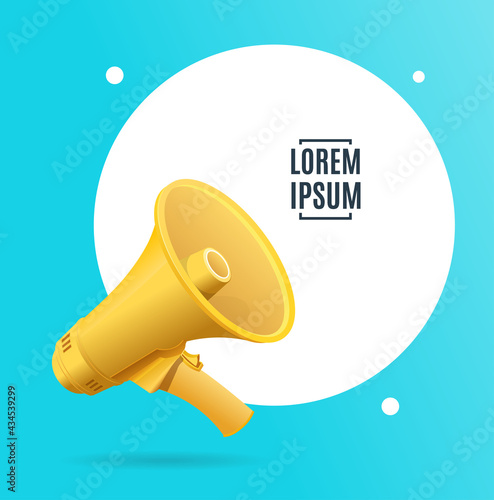 Realistic Detailed 3d Megaphone Advertising Concept Banner Card. Vector photo