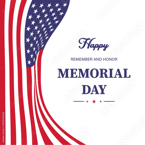 Happy memorial day. Greeting card with flag. National American holiday event. vector illustration