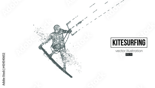Kitesurfing and kiteboarding, hydrofoil. Silhouette of a kitesurfer. Freeride competition. Vector illustration. Thanks for watching